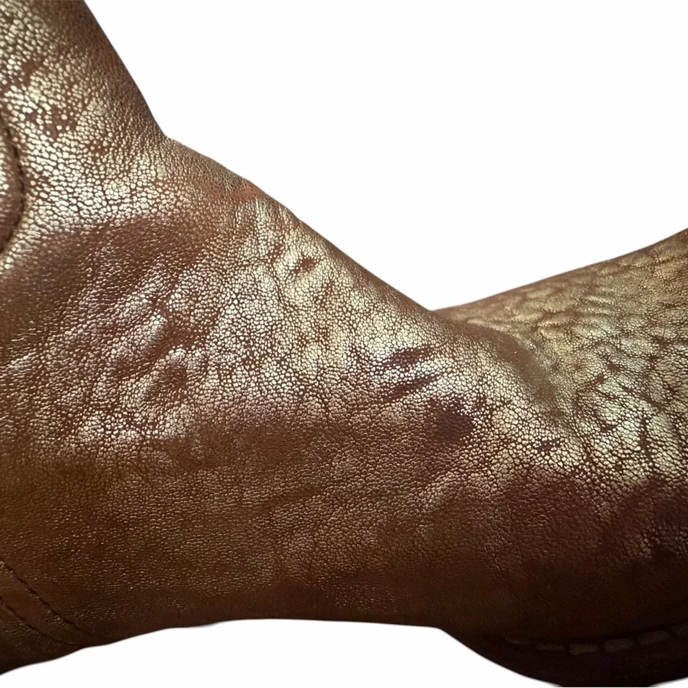 RARE Miu Miu Vintage Gold Metallic Leather Boots Sz 35 Cowboy Festival Boho - Picture 12 of 16